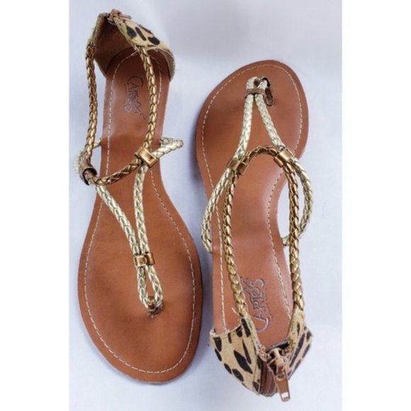 Carlos Santana Sandal Silver Gold Animal Print - Picture 4 of 5